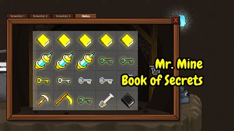 what does the book of secrets do in mr mine|mr mine warped relics.